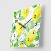 Horloge Carrée Citrons sur la vigne ferme Design Citrus Thème (Angle)