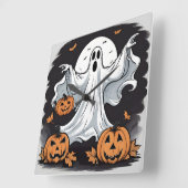 Horloge Carrée Citrouilles fantômes hantés à Halloween (Angle)
