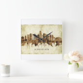 Horloge Carrée Cityscape de Kansas City (Maison)