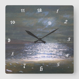 Horloge Carrée Clair de lune sur l'océan