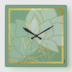 Horloge Carrée Clasque Gold Green White