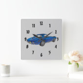 Horloge Carrée Classic Car Blue 1963 (Maison)