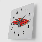 Horloge Carrée Classic Car Red 1963 (Angle)