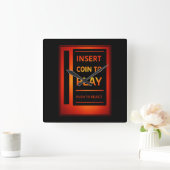 Horloge Carrée Classic Coin-Op Arcade Wall Clock | Gamer Decor (Maison)