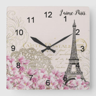 Horloge Carrée Classic Paris Motif