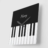 Horloge Carrée Classic Piano Keyboard Personalized (Angle)