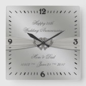 Horloge Carrée Classic Silver 25th Wedding Anniversary Wall Clock (Recto)