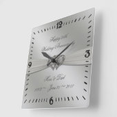 Horloge Carrée Classic Silver 25th Wedding Anniversary Wall Clock (Angle)