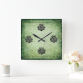 Horloge Carrée Classy grundge shamrock irlandais chanceux (Maison)