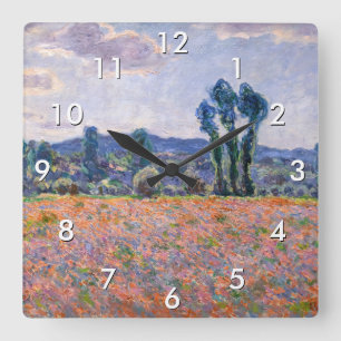 Horloge Carrée Claude Monet - Champ de coquelicots 1890 (Giverny)