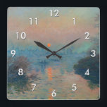 Horloge Carrée Claude Monet - Coucher de soleil sur la Seine à La<br><div class="desc">Coucher de soleil sur la Seine à Lavacourt, Effet hiver / Soleil couchant sur la Seine a Lavacourt, effet d'hiver - Claude Monet, Huile sur toile, 1880</div>