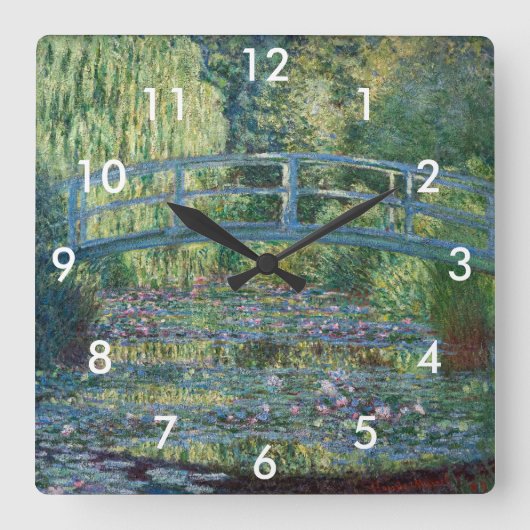 Horloge Carrée Claude Monet - Eau Lily étang, Harmonie verte (Recto)