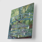 Horloge Carrée Claude Monet - Eau Lily étang, Harmonie verte (Angle)