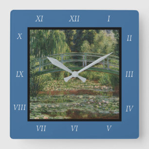 Horloge Carrée Claude Monet Japon Footbridge & Water Lily Pool