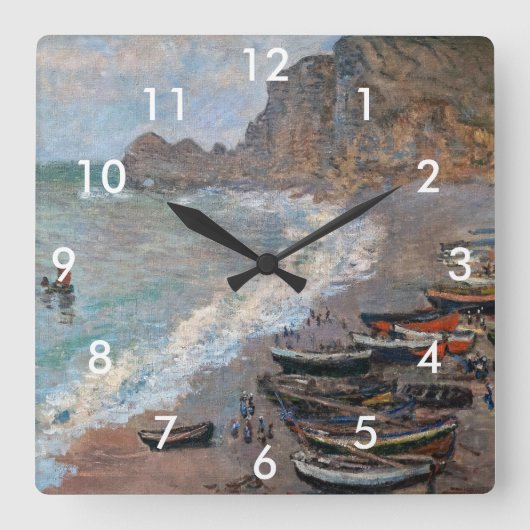 Horloge Carrée Claude Monet - La plage d'Etretat (Recto)