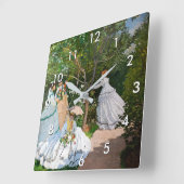 Horloge Carrée Claude Monet - Les femmes dans le jardin (Angle)