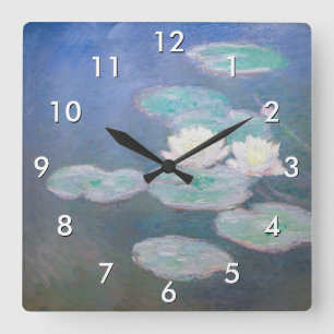 Horloge Carrée Claude Monet - Nymphéas, Effet du soir