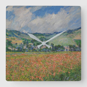 Horloge Carrée Claude Monet Painting, Champ de pavot à Giverny