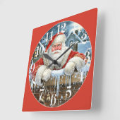 Horloge Carrée Clause Santa Vintage Cool (Angle)
