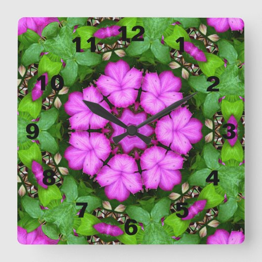 Horloge Carrée Clematis Kaleidoscope (Recto)