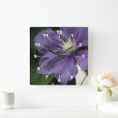 Horloge Carrée Clematis pourpre (Maison)