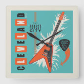 Horloge Carrée Cleveland Ohio | Guitare électrique (Recto)