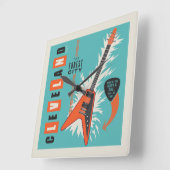 Horloge Carrée Cleveland Ohio | Guitare électrique (Angle)