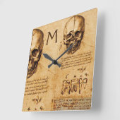 Horloge Carrée CLINIC DENTAIRE SKULL ET TEETH, DENTIST monogram (Angle)