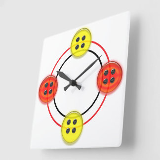 Horloge Carrée Clock - 3D Buttons