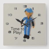 Horloge Carrée Clock - Baseball Time to Play (Recto)