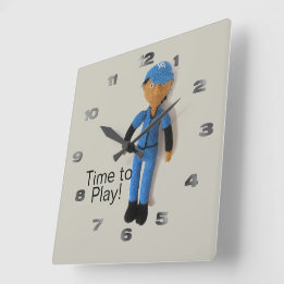 Horloge Carrée Clock - Baseball Time to Play