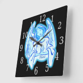 Horloge Carrée Clock bleu Angel Square (Angle)