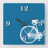 Horloge Carrée Clock bleu cycle (Recto)