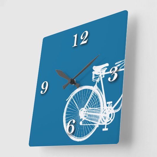 Horloge Carrée Clock bleu cycle (Angle)