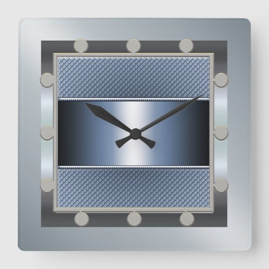 Horloge Carrée Clock Blue and Silver (Recto)