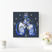 Horloge Carrée Clock Blue Willow Siamese (Maison)