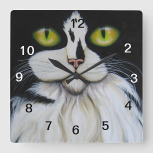 Horloge Carrée clock, cat clock