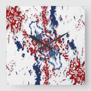 Horloge Carrée Clock Color Splashes