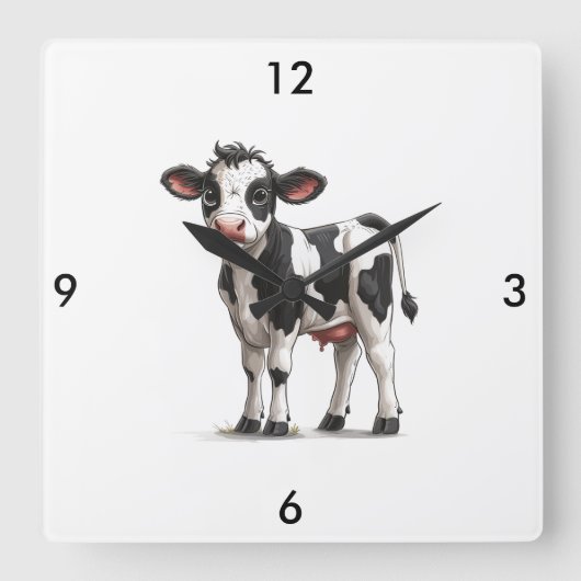Horloge Carrée Clock Cow (Recto)