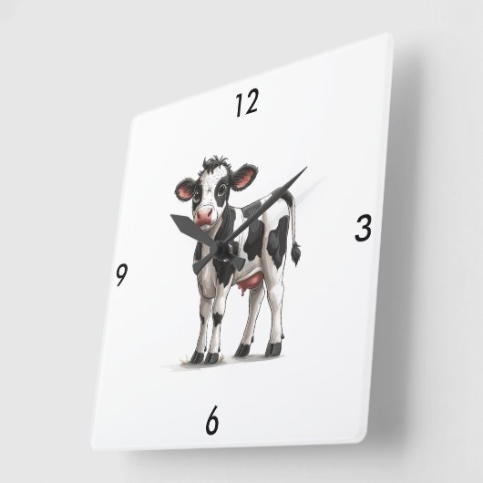 Horloge Carrée Clock Cow (Angle)