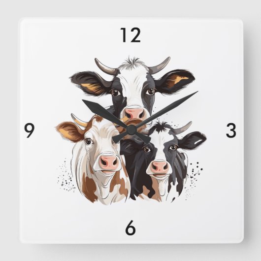 Horloge Carrée Clock Cow (Recto)