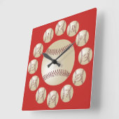 Horloge Carrée Clock de baseball (Angle)