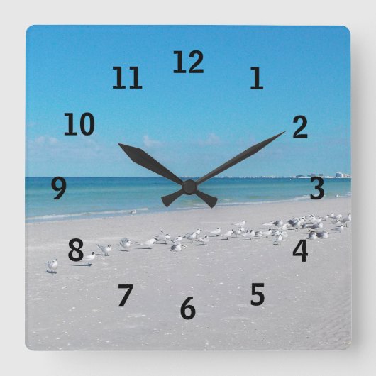 Horloge Carrée Clock de Beach Time (Recto)