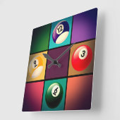 Horloge Carrée Clock de Billiard (Angle)