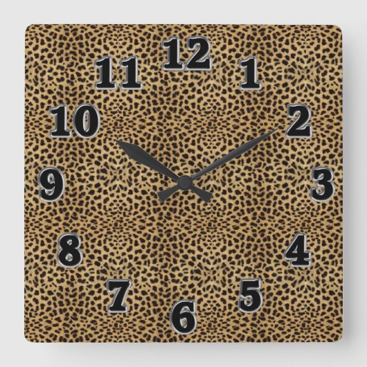 Horloge Carrée Clock de Leopard Print Square (Recto)