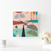 Horloge Carrée Clock de Midcentury (Maison)