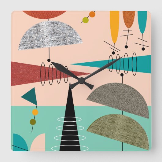 Horloge Carrée Clock de Midcentury (Recto)