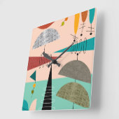 Horloge Carrée Clock de Midcentury (Angle)