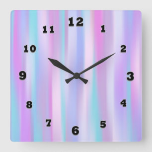 Horloge Carrée Clock de Pastel Stripes Square