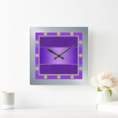 Horloge Carrée Clock de Purple and Silver (Maison)